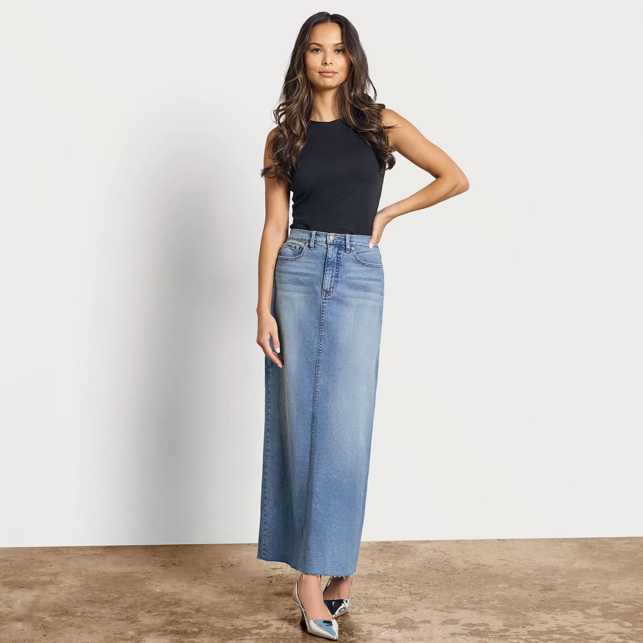 Womens Sam Edelman Dempsey Denim Maxi Skirt