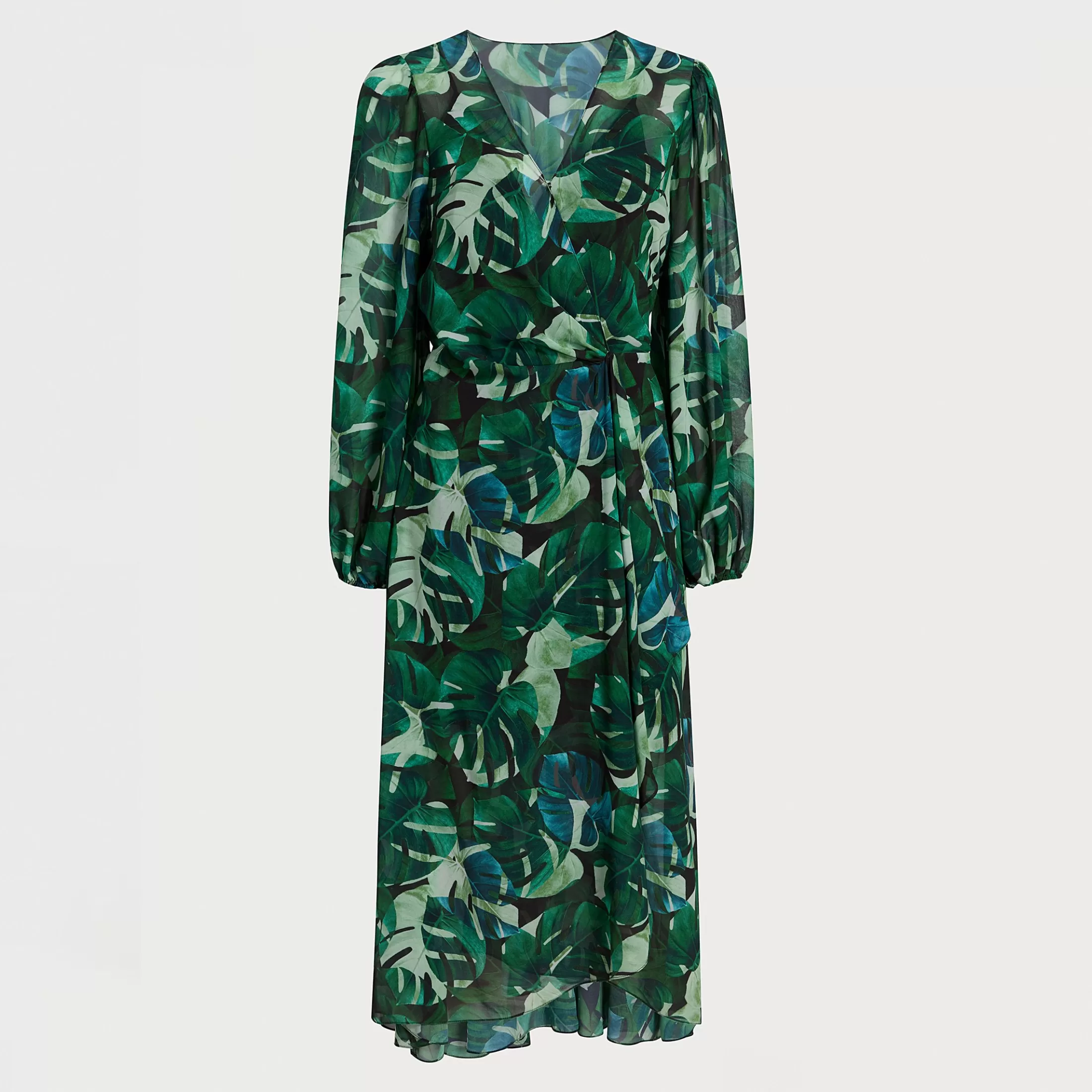 Womens Sam Edelman Long Sleeve Palm Print Midi Dress