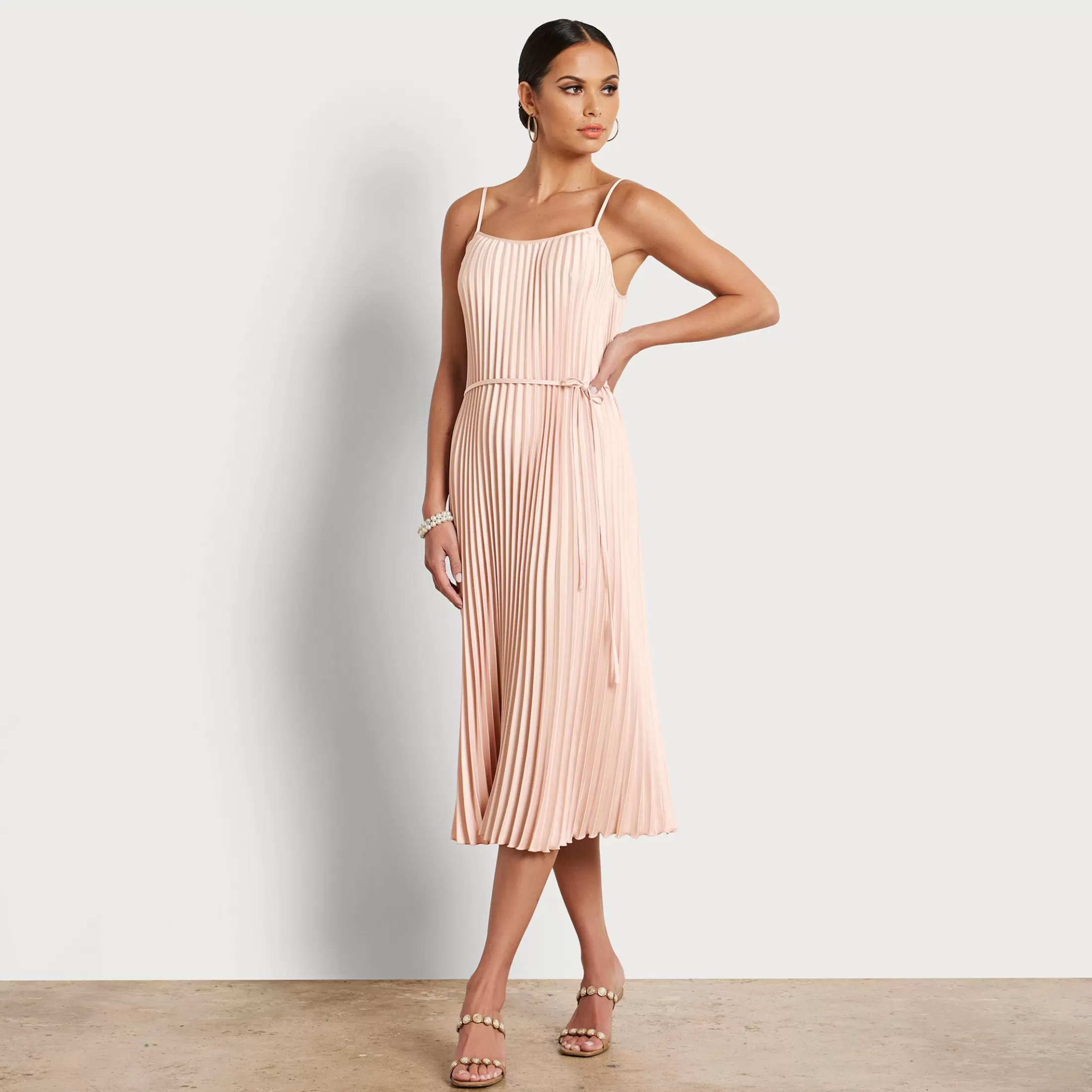 Womens Sam Edelman One Shoulder Pleated Midi Dress