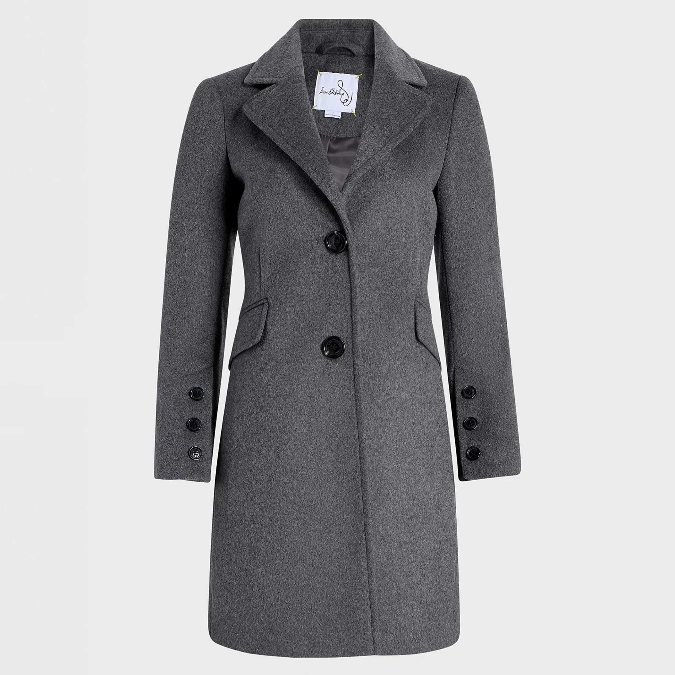 Womens Sam Edelman Single Breasted Twill Reefer Coat