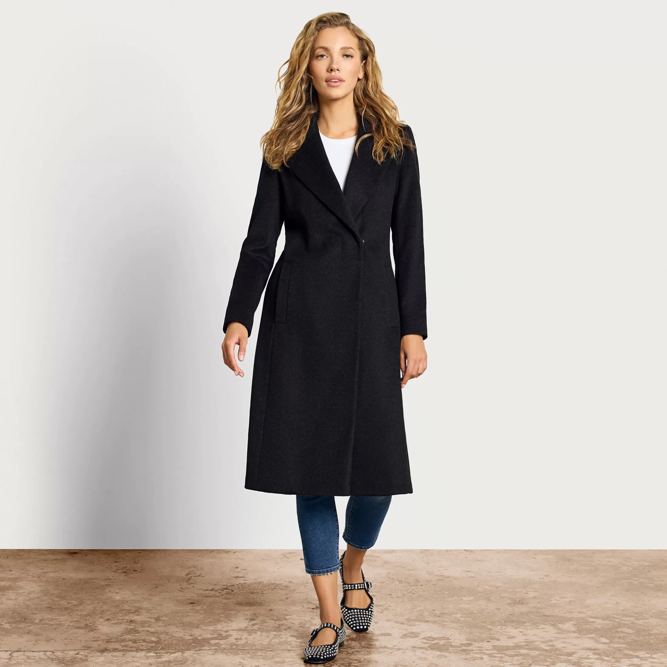 Womens Sam Edelman Wool Belted Wrap Coat