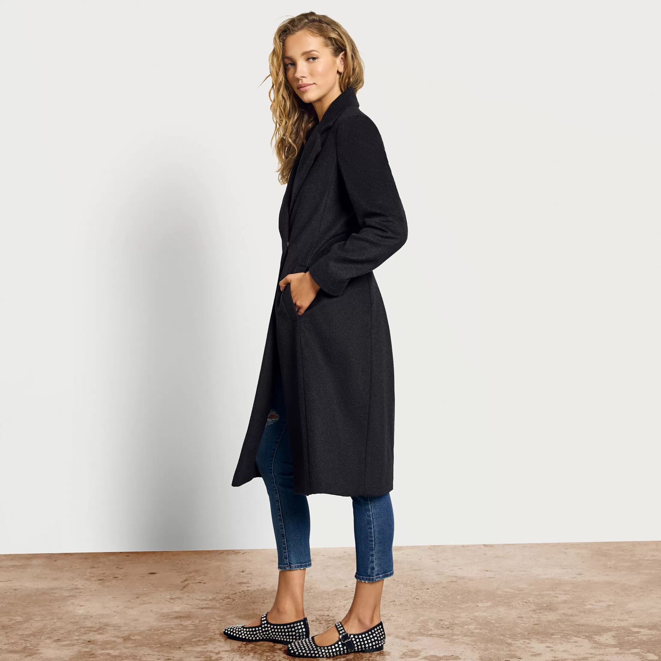 Womens Sam Edelman Wool Belted Wrap Coat